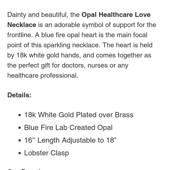 Medical Professionals Jewelry Opal Healthcare Love Necklace NWT - Picture 4 of 4